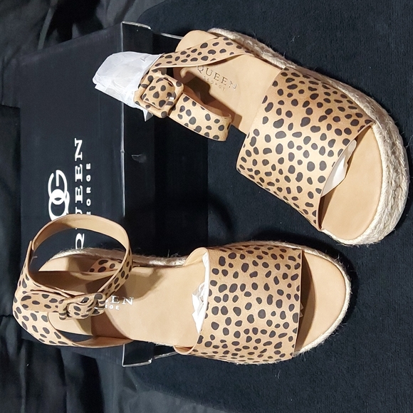 Queen George Trooper Leopard Platform Sandals "Various Sizes" - Picture 3 of 6